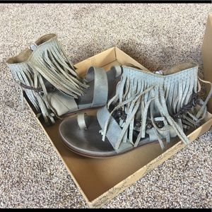 Free People leather fringe sandal.